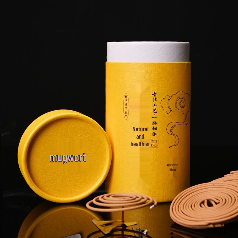 Yellow Tube 120 Coil Mugwort Agarwood Incense - Long-lasting Deodorizing for Home & Office Use
