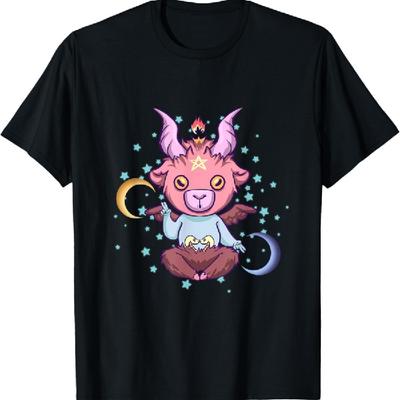 Baphomet Shirt Pastel Goth Kawaii Devil Satan Pentagram Cult T-Shirt_1