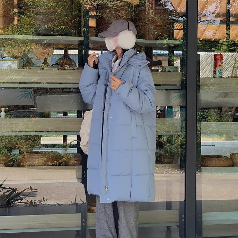 Down cotton jacket women's mid-length over the knee 2025 winter new thickened padded jacket Korean version student cotton jacket
