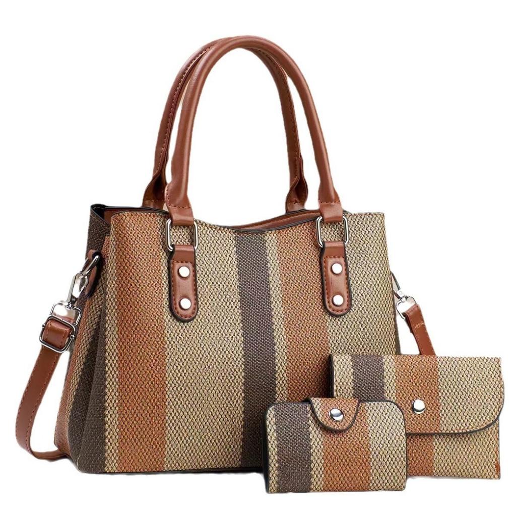 New Design Female Contrast Color Canvas Bag Style Women's Handbag Women's Atmosphere All-in-one Large Size Capacity Crossbody Bag