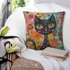 Black Cat Floral Art Square Pillowcase Cushion Cover Pillow Case Throw Pillow Cover for Home Bedroom Car