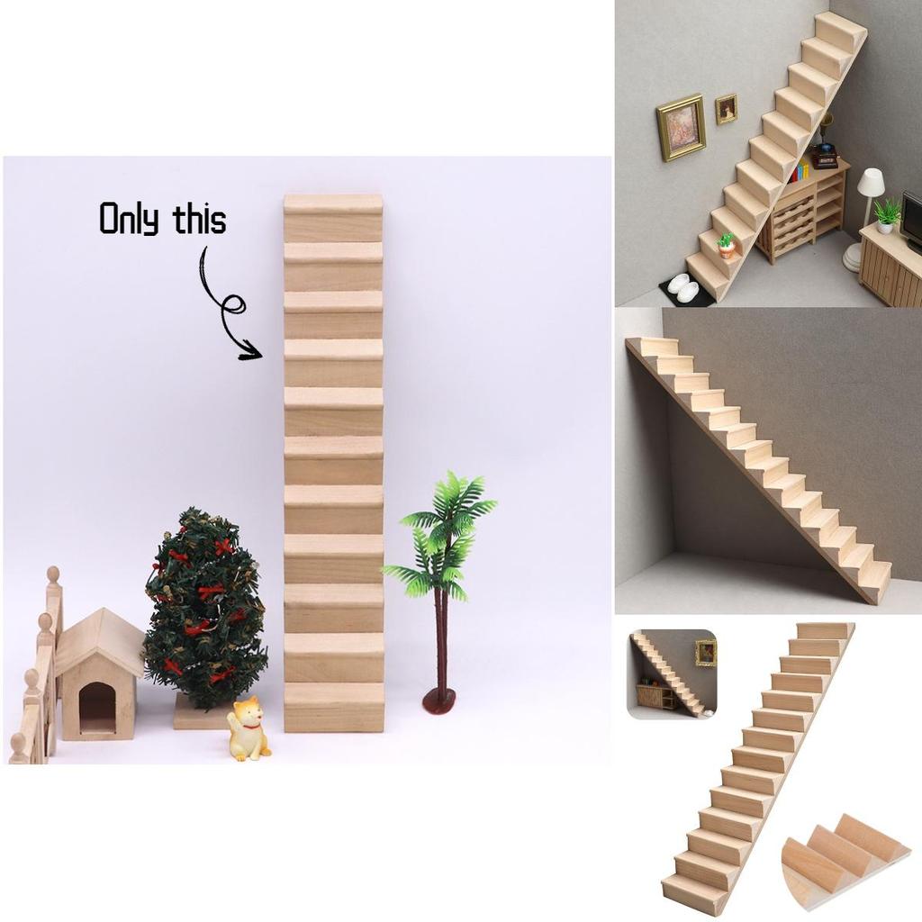 Сучасний ляльковий будиночок Мініатюрні меблі Дерев'яні міні-сходи для лялькового будиночка 1:12