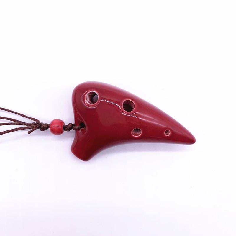 Mini 6 Holes Alto Tone C Necklace Ocarina Ceramic Black Pottery Flute Instrument With Hang Rope 7 Colours Optional
