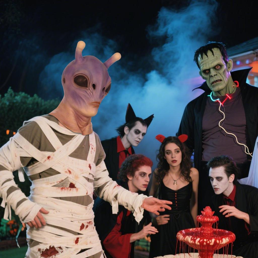 Full Head Realistic Halloween Alien Mask Cosplay HorrorUFO Skull Latex Masks Helmet Carnival Dress Up Party Costume Props