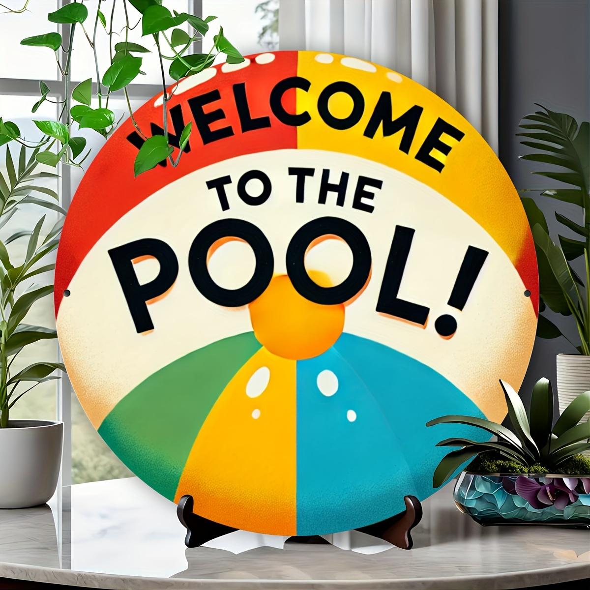 

Welcome to the Pool Vintage Aluminum Sign - 8x8 Inch Round Iron Decor for Home, Bar, Garden & Outdoor Pool Wall