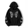 Womens Oversized Hooded Sweatshirt With Butterfly Print Y2K Style Fall Winter Casual Top
