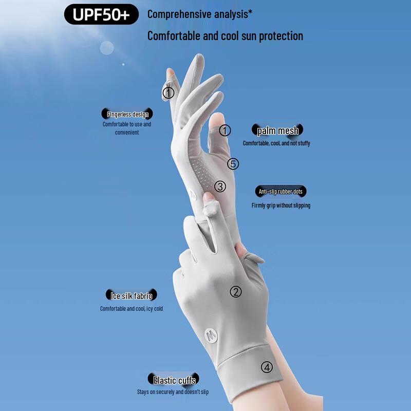 Suling Dámské rukavice z ledového hedvábí UPF50+ Ochrana proti slunci Dotykové