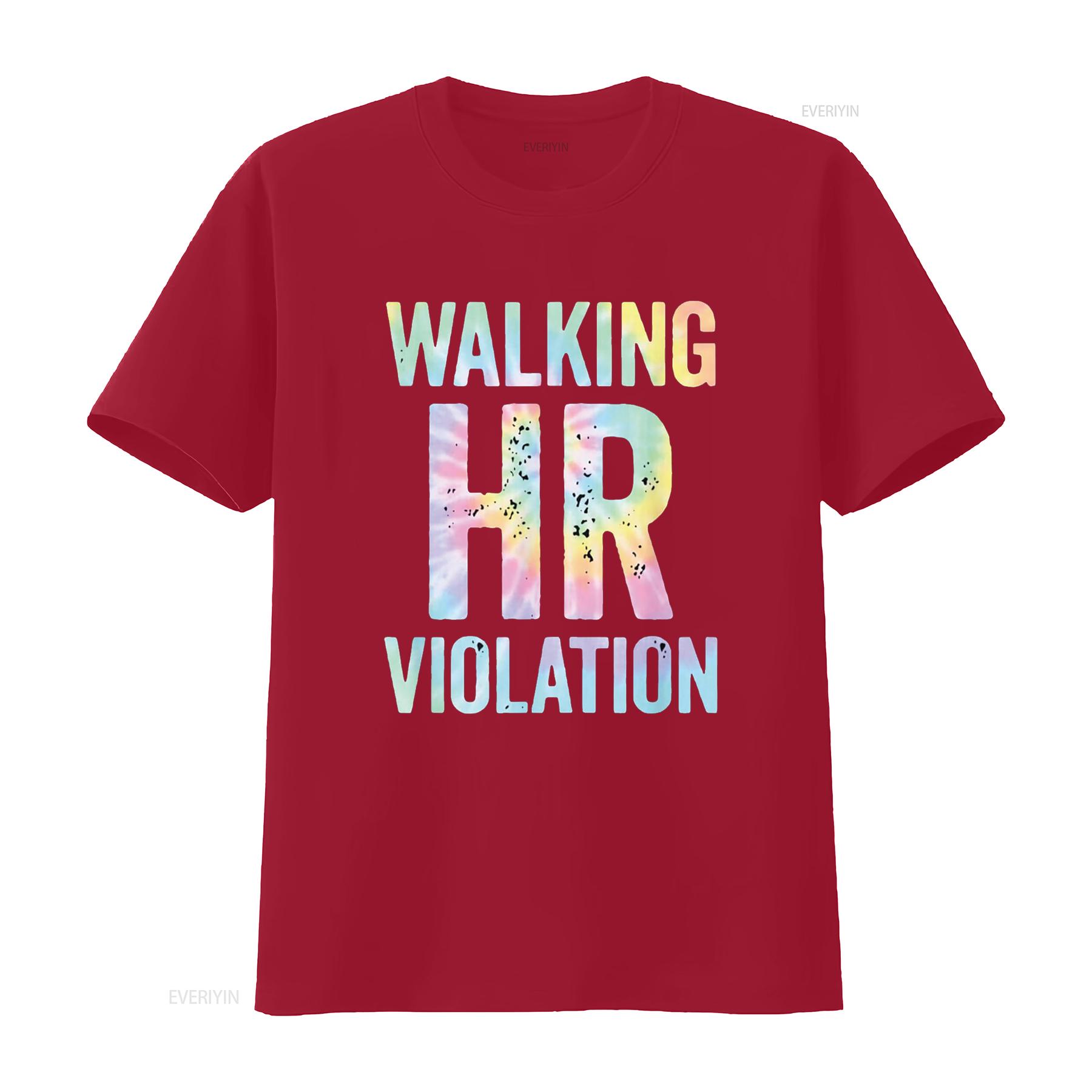 

Vintage Walking HR Violation Human Resources Nigh Tie Dye T Shirt vintage Washed Top For Everyday Wear Casual graphic Versatile S