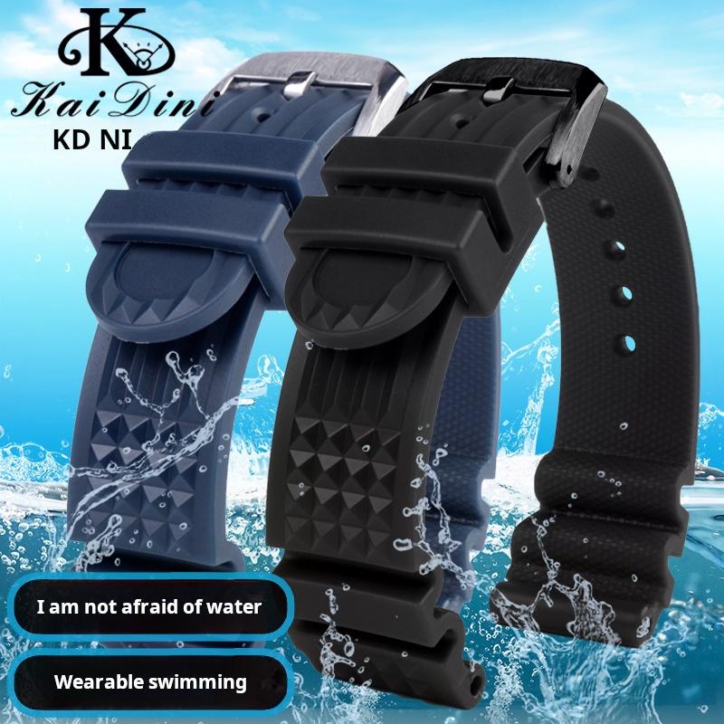 Měkký gumový vaflový řemínek k hodinkám 20 mm 22 mm pro Seiko Skx007 Abalone Water Ghost Řemínek na hodinky Pánský Černý Zelený Modrý Silikonový Náramek