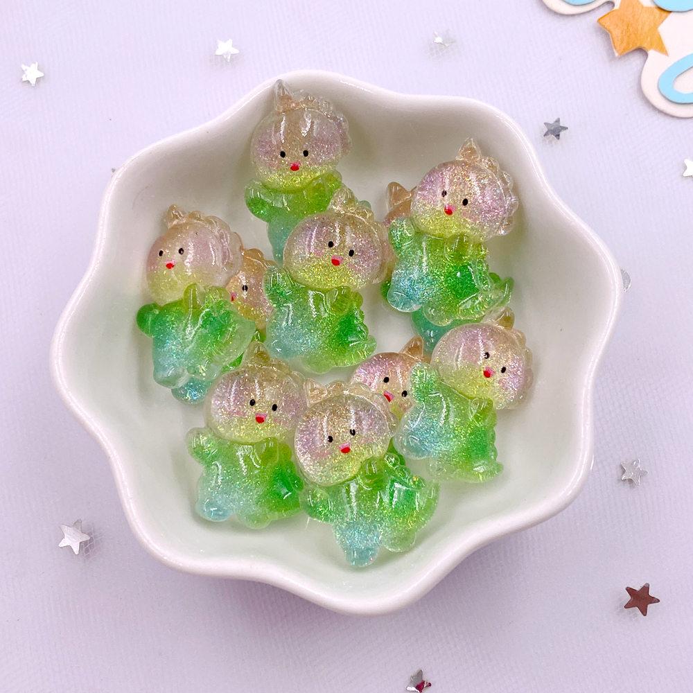 12Pcs Resin Colorful Kawaii Swan Dinosaur Cat Rabbit Butterfly Bear Figurines Flatback Rhinestone DIY Bow Decor Scrapbook Crafts