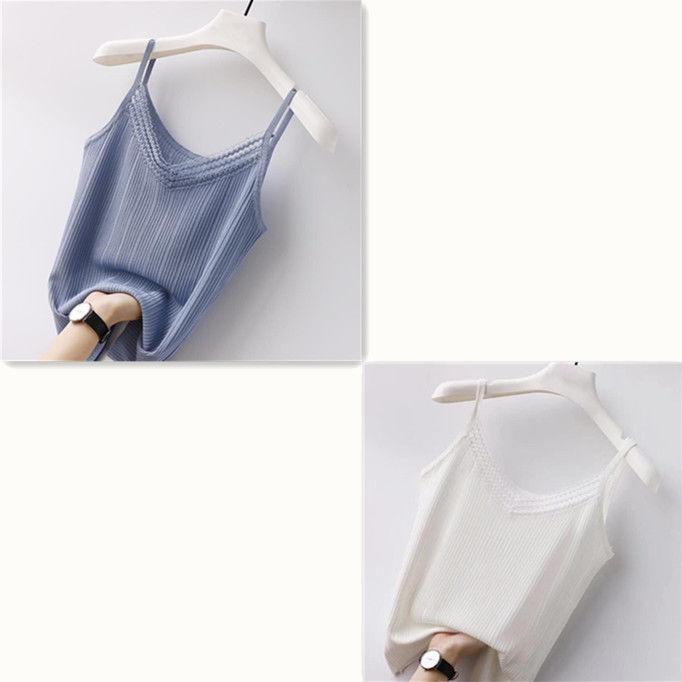 Lace Strap Loose Tank Top Women Summer Knit Plus Size Inner Wear