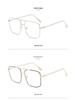 Double-Bridge Retro Metal Square Eyeglasses with Large Frame and Flat Lens