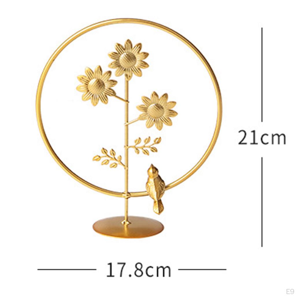 Flowers Sculpture Desk Figure Iron Crafts Metal Statue Figurine for Housewarming, Home, Spring