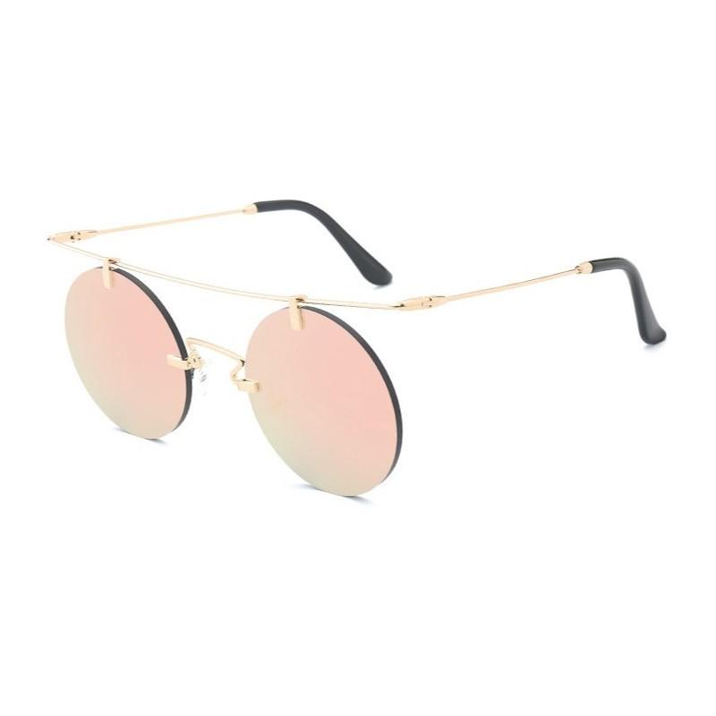 Fashion Luxury Ladies Round Sunglasses Metal Frame Rimless Designer Sun Glasses Retro Women Shades