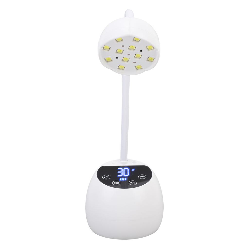 Gooseneck Nail Lamp Rechargeable Infrared Sensor LCD Screen LED Nail Light Dryer with 12 Light Chips for Home Use