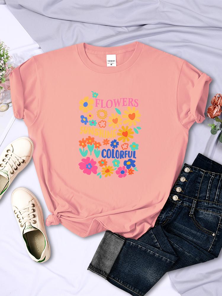 Blumen jeder Art blühen Damen T-Shirts Street Hip Hop Kreativität T-Shirt Kleidung Atmungsaktiv Lässig Damen Kurzarm