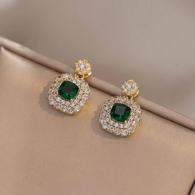 Luxury Simple Double Heart-shaped Necklace Earrings Sets Exquisite Zircon Ear Studs Pendant Chain Women's Wedding Jewelry Gifts