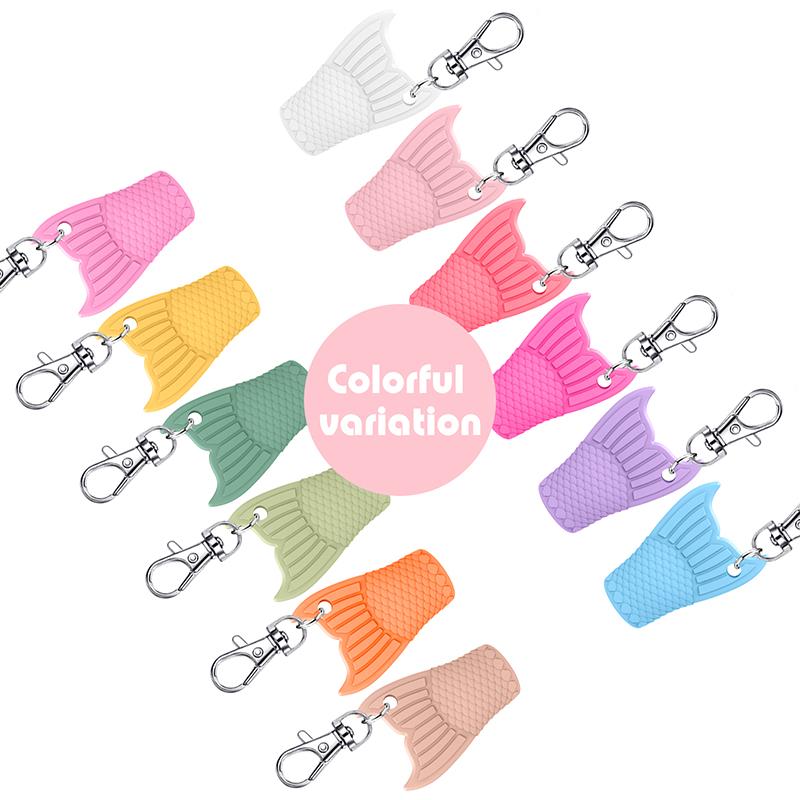 Fishtail Style Silicone Keychain Cap Lip Gloss Accessories Portable Durable Holder Keychain Compatible For Lipstick Storage Cap