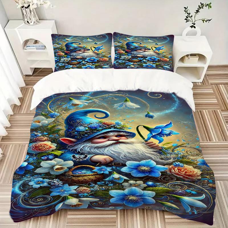Fantasy Gnome Garden Print 3Pcs Bedding Setduvet Cover With 2 Bedropillowcase Home Birthday Gift