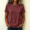 Women's Short Sleeve Raglan Pullover Neck Striped Print Casual Summer Fashionable Blouse Tunic Top for Women Everyday Outfit
