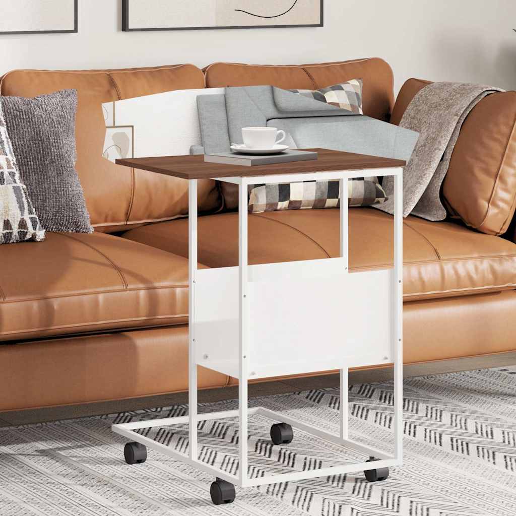 vidaXL Beistelltisch mit Rollen Weiß 55x36x63,5 cm Holzwerkstoff weiß