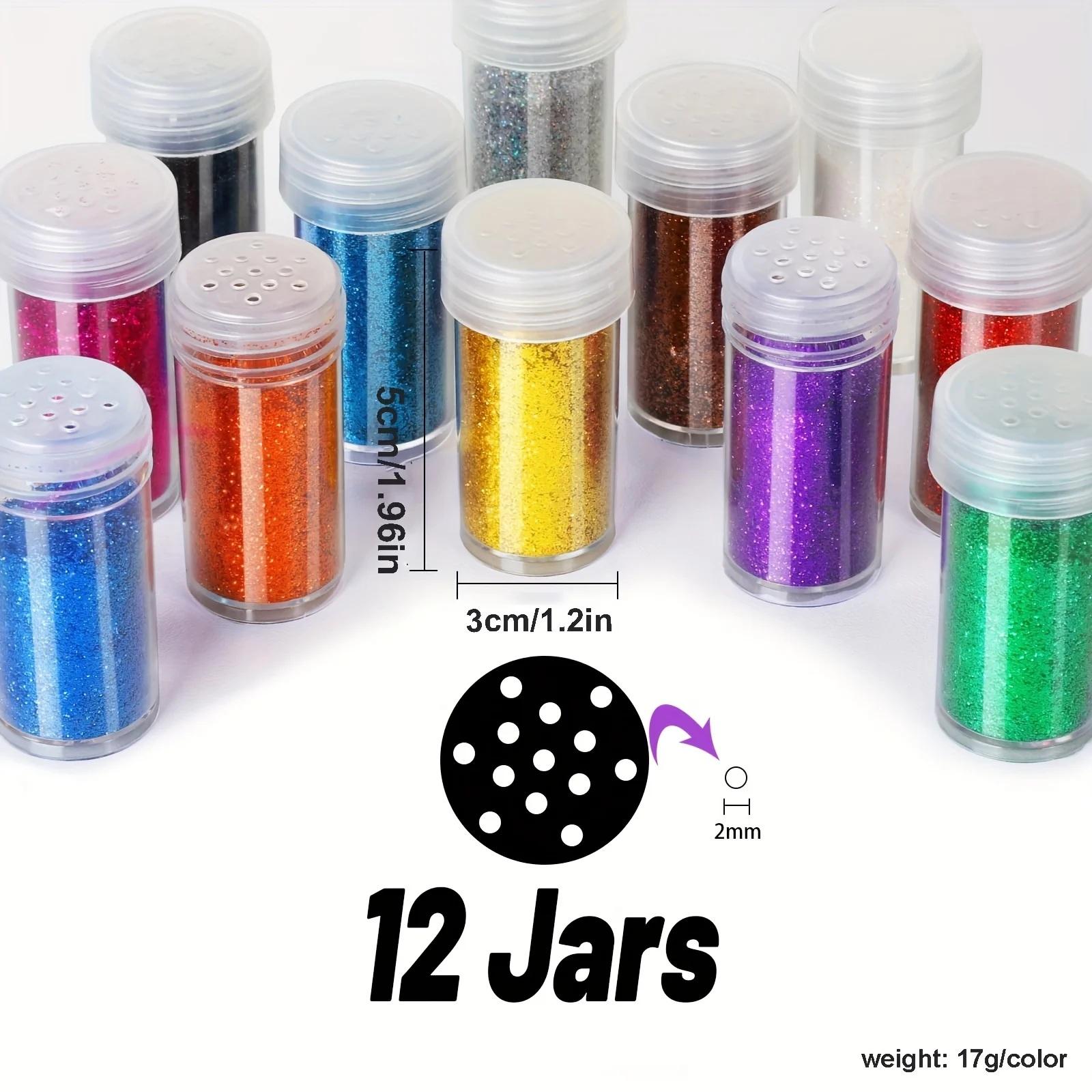 

12 Color Body Glitter - Extra Fine Festival Makeup Cosmetic Glitter for Nail Art, Face, Body, Hair, Resin Art, Crafts