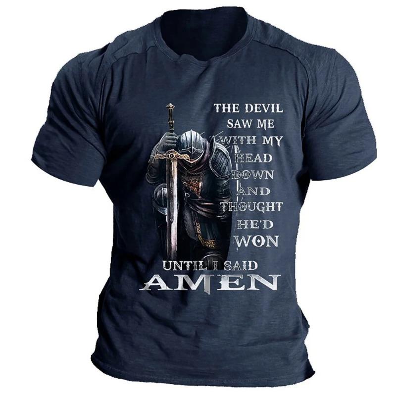 Men's 3D Printed T-Shirt Vintage Fish Pattern Print Short Sleeve O-Neck Pullover Casual Top