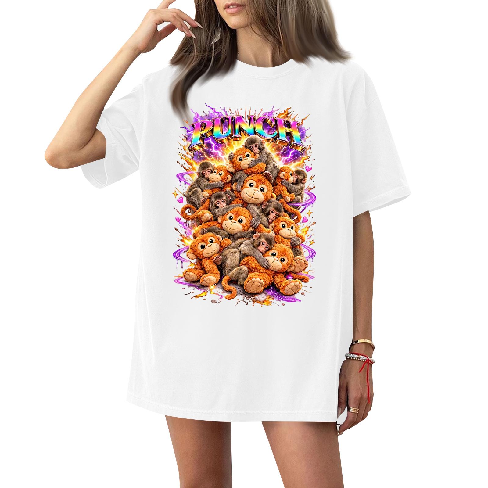 

Women s Round Neck Printed Short-sleeved T-shirt Top XL