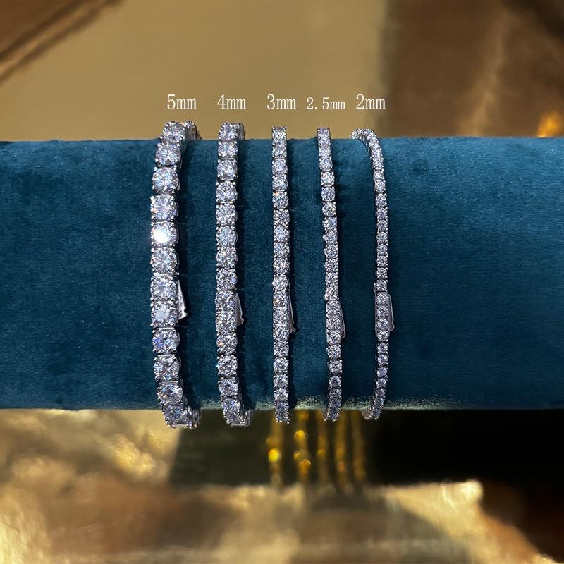 Hidden buckle full of diamond moissanite bracelet, male and female couples S925 sterling silver flash simple trendy light luxury temperament