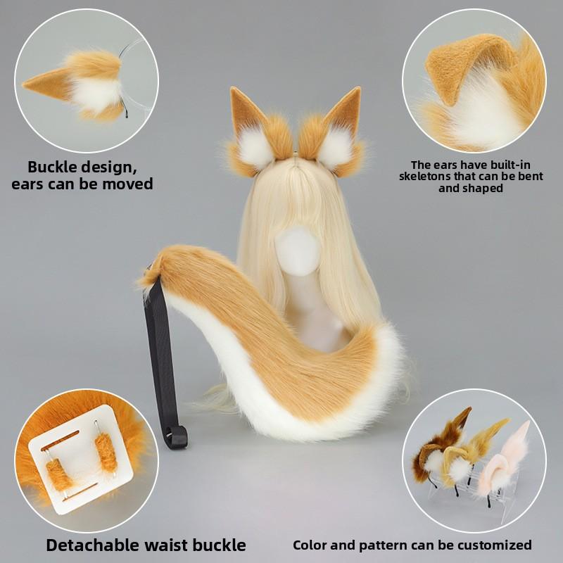 Tamamo - No - Mae Cat Girl Cosplay Set - Fluffy Ear Headband & Tail (Anime Convention Prop)