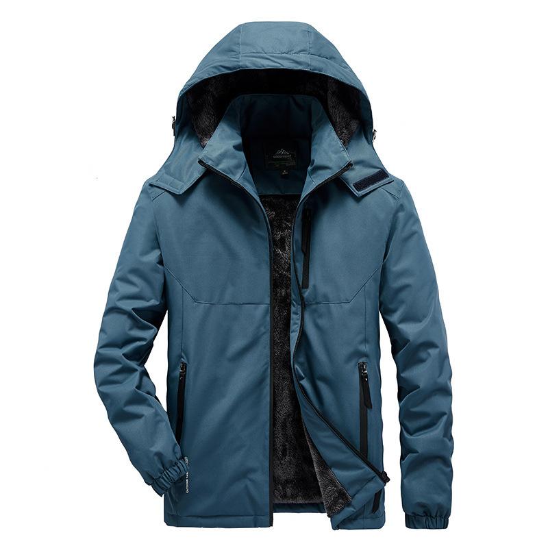 Autumn and Winter Men's Cold-resistant Large Size Casual Anti-scratch Mountaineering Jacket Plus Velvet Warm Outdoor Jacket