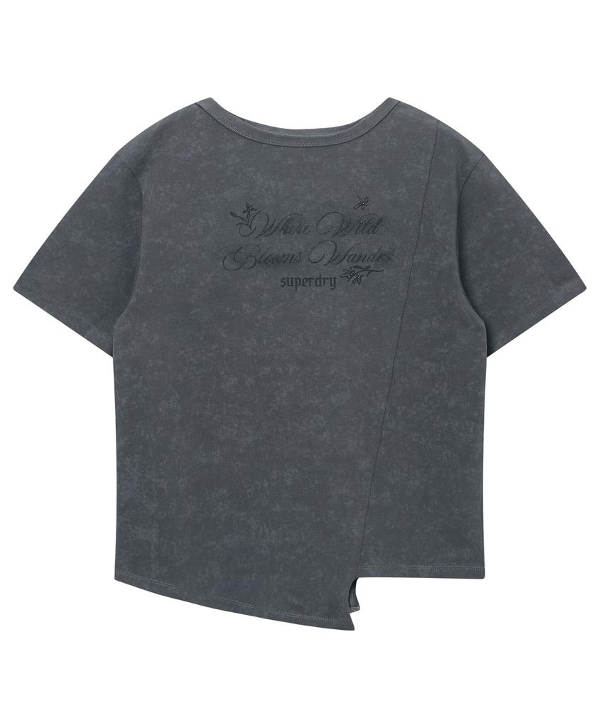 Syupeodeulai Women'S Side Slit Vintage T-Shirt Charcoal Sdfiscq49Chl