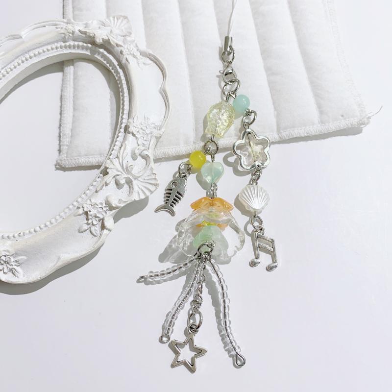 

Девичий Оригинальный Дизайн Персонализированный Колокольчик Ветра Мобильная Цепочка Цепочка от Потери Стеклянные Бусины Ccd Украшения оранжевый