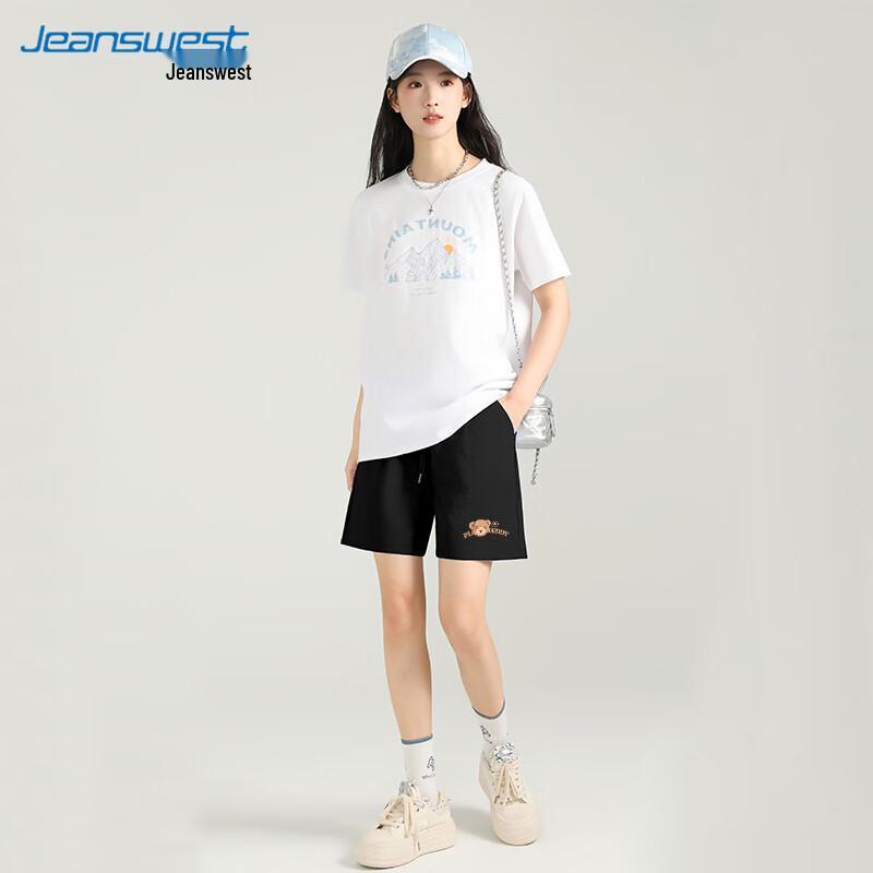 Jeanswest Women's A-Line High-Waisted Shorts with Bear Patch