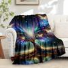 For Tree of Life,Butterflies,Cosmic Energy-Themed Flannel Blanket, Glam Style, Digital Print, All-Season Comfort, Tear-Resistant, Knitted Cr