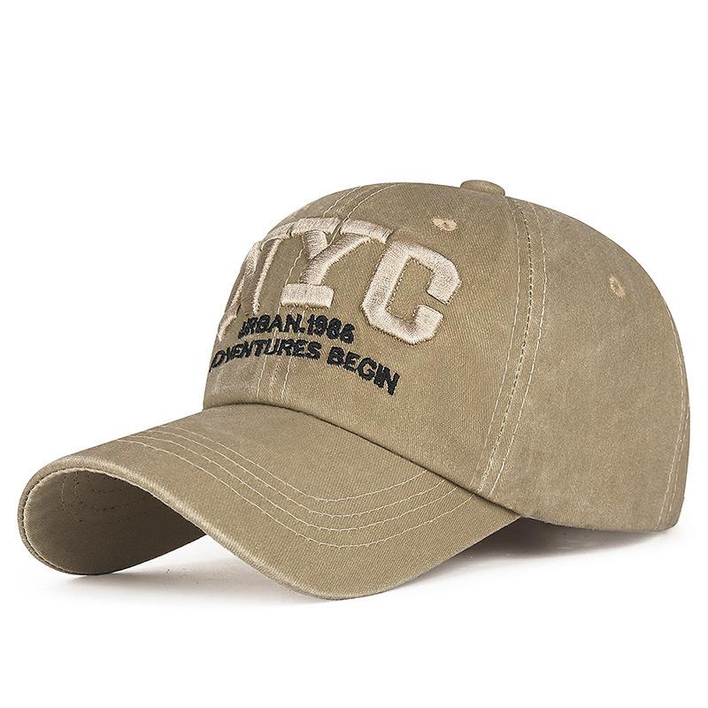 Vintage Washed Cotton Baseball Cap Men NYC Letter Embroidery Dad Hat Women Retro Distressed Streetwear Casquette