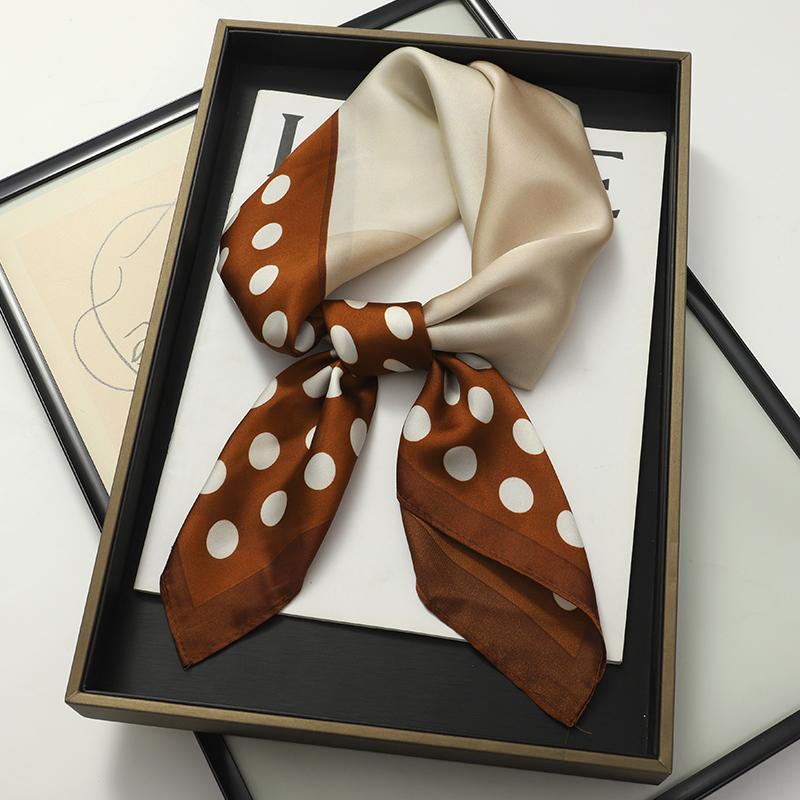 Luxury Brand  Silk Square Scarf Women Cat Neck Hair Tie Band Beach Hijab Kerchief Head Headbands Bandana Female Foulard 70cm