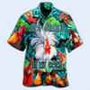 Latest Unisex Loose and Breathable 3D Printed Fashionable Chicken Shirt Beach Hawaiian Top Short Sleeved Summer Shirt