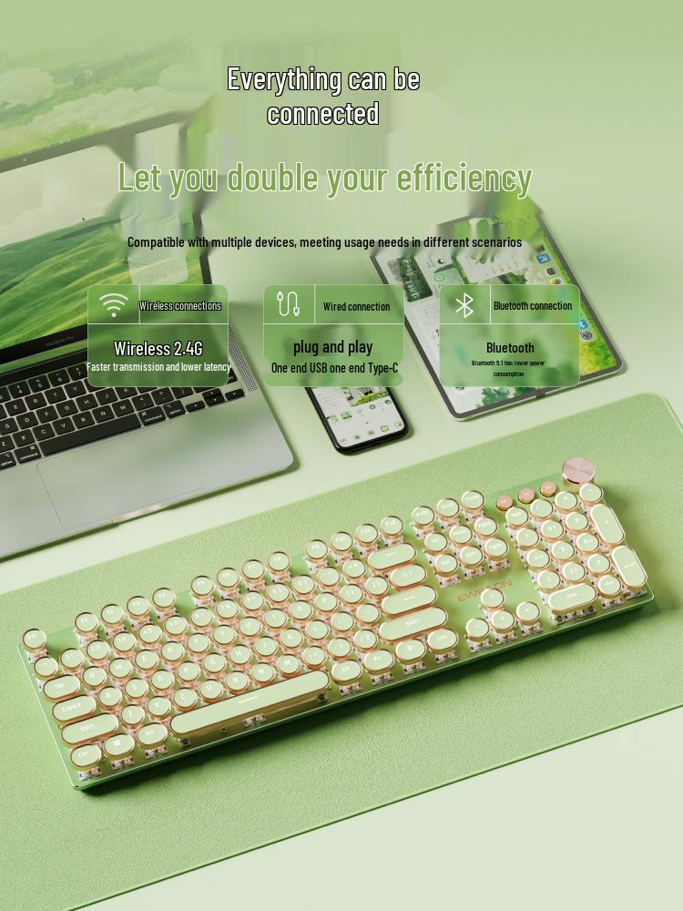 Pioneer V20 Bluetooth Mechanical Keyboard & Mouse - Punk Girl Office Edition.