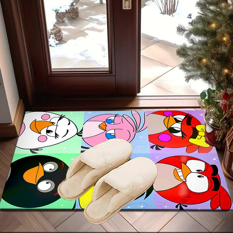 Red Birds Characters Collage Carpet, Chair Rug,Rug for Office Bedroom Living Rooms, Doormat Decor Fan Gift Christmas Gift
