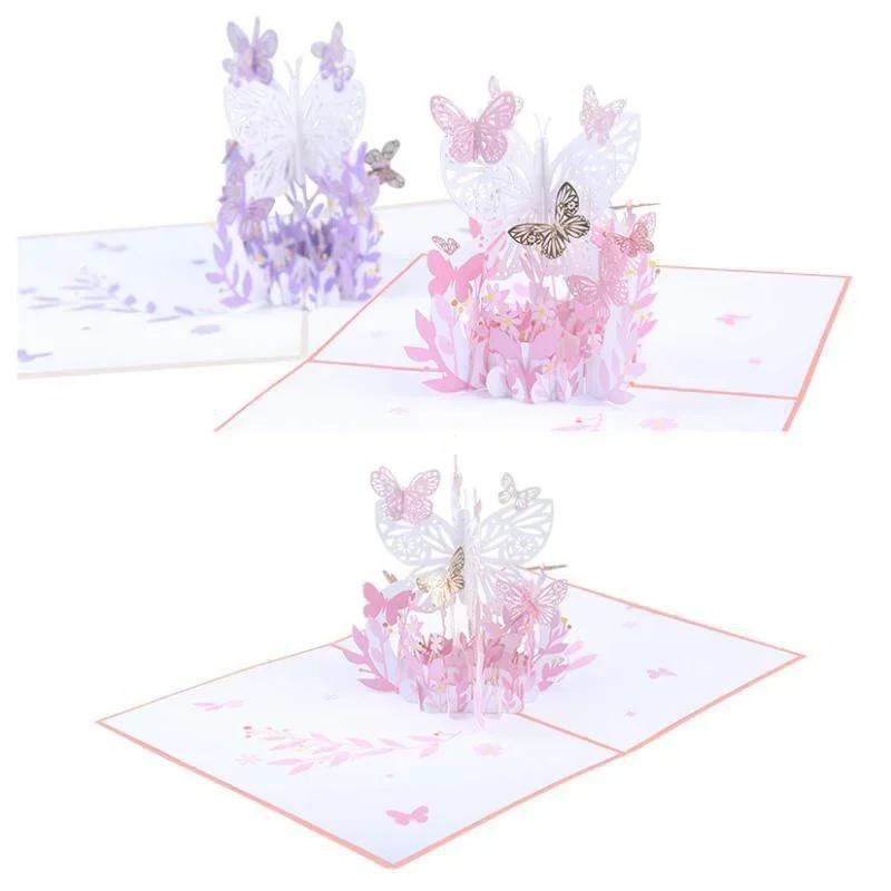 1 stk 3D Invitasjonskort Sommerfugl Gratulasjonskort Papirvarer Konvolutt Bryllupsinvitasjonskort Gave Valentinsdag Bursdag Takk