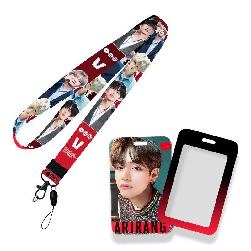 Kpop Idol BTS World Tour ARIRANG Lanyard and Card Holder Set, Printed Neck Strap with ID Badge Sleeve Photocard Protector for ARMY