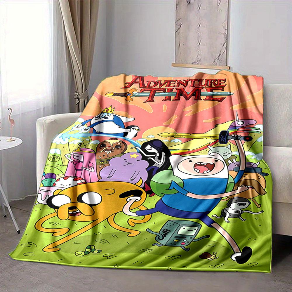 1pc Adventure Time Flannel Throw Blanket Lightweight Soft Warm All Season Blanket for Sofa, Bed, Travel,L1029009 80x120cm