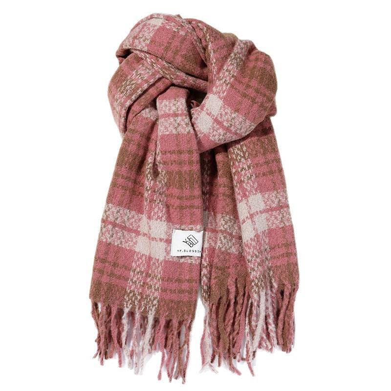 Autumn and Winter New Lilac Plaid Scarf Female Korean Atmosphere Couple Shawl Versatile Light Luxury High-end Scarf
