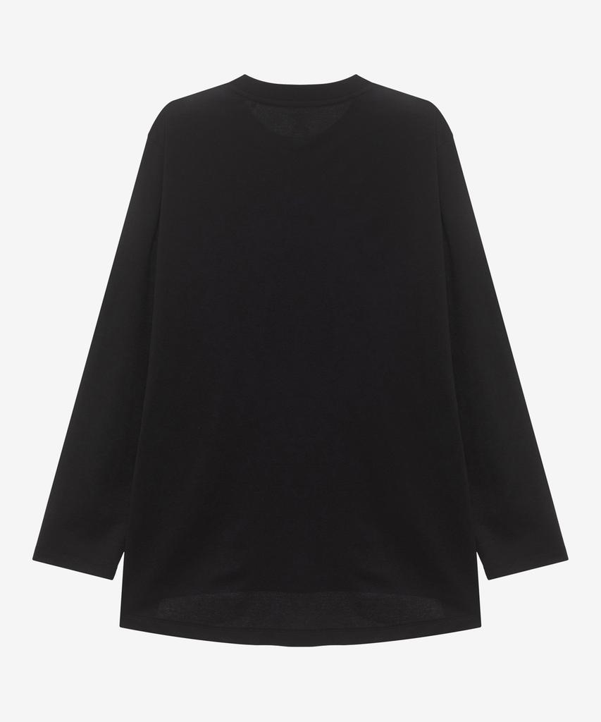 BASIC HOUSE Women'S Cool Sorona Semi-Overfit Round Neck Long Sleeve T-Shirt Black Lzts3201
