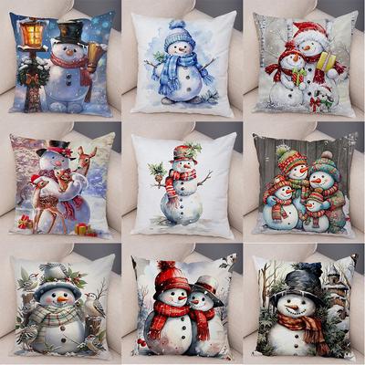 1 Stück Weihnachtsfeier Dekoration Kissenbezug Winter Schneemann Druck Kissen Suite Zimmer Heimdekoration Weihnachtsgeschenk