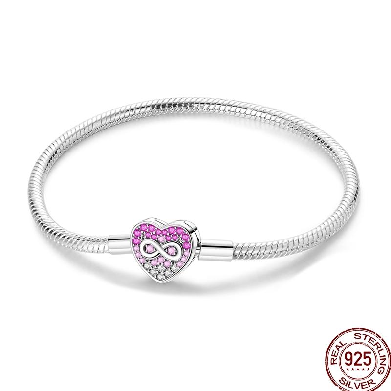 925 Sterling Silver 17-20CM Original Bracelets Heart Moon Sun Clasp Bead Charm Bracelet Fit DIY Charms Beads for Women Jewelrys