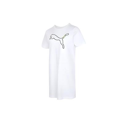 Logo Print Casual Sports Round Neck Short Sleeve Dress Women Dresses White 845966-02