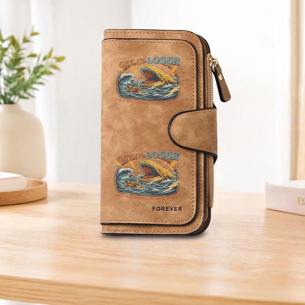 Jonah Whale Print Long Zipper Wallet, Large Capacity Card Holder, Unisex Clutch Bag, Fashionable Zipper Coin Purse, Suitable for Daily Use, A Great