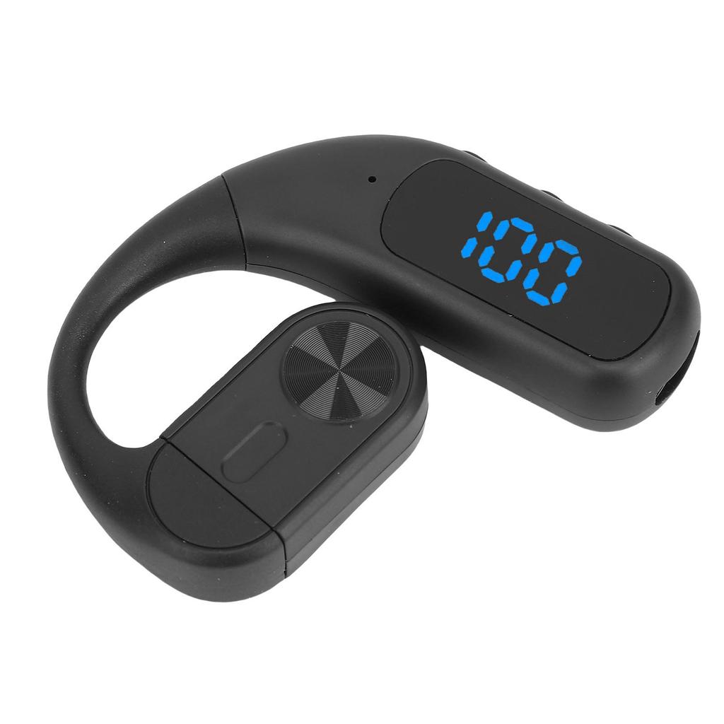 Wireless Earpiece Bluetooth Stereo Ear Hook Single Ear Business Sport Earphone with Noise Canceling Mic Digital Display